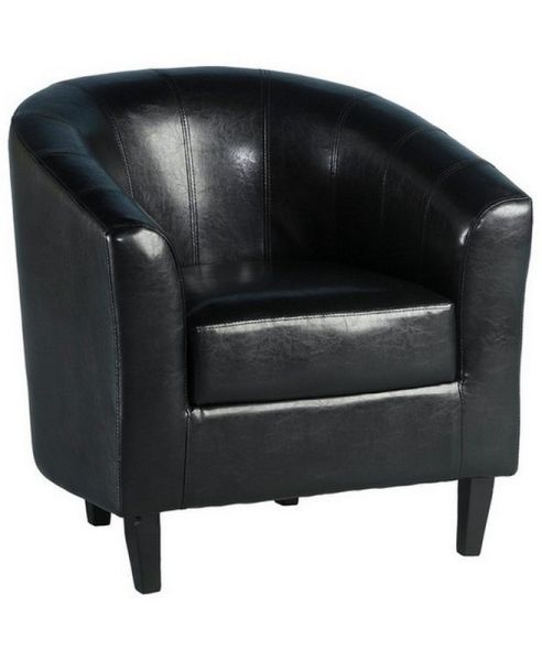 Tempo Tub Chair - L70 x W76 x H77.5 cm - Black Faux Leather