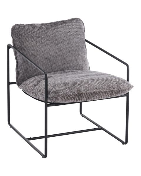 Tivoli Occasional Chair - L90 x W65 x H84 cm - Black Metal/Grey Fabric