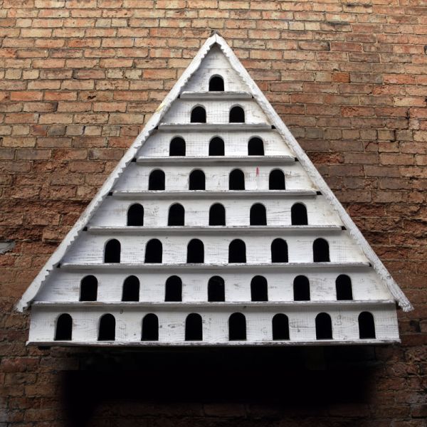 Eight Tier Dovecote (Large Hole) Framlingham Traditional English Triangular Wall Mounted Birdhouse for Doves or Pigeons