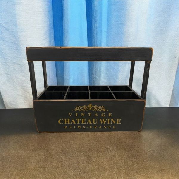 8 Bottle Wine Holder - Wood - L23 x W46 x H36 cm - Black