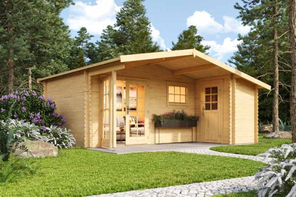Little Rock-Log Cabin, Wooden Garden Room, Timber Summerhouse, Home Office - L558.7 x W480 x H245.1 cm
