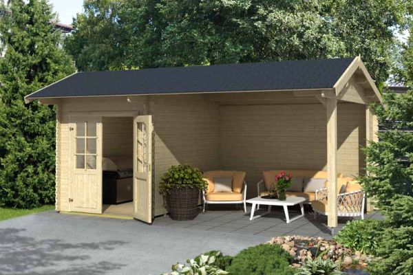 Kenzo 300-Log Cabin, Wooden Garden Room, Timber Summerhouse, Home Office - L580 x W389.3 x H273.6 cm