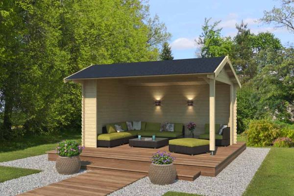 San Diego-Log Cabin, Wooden Garden Room, Timber Summerhouse, Home Office - L389 x W465 x H273.6 cm