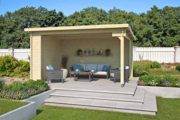 Columbus-Log Cabin, Wooden Garden Room, Timber Summerhouse, Home Office - L435 x W349 x H245.1 cm