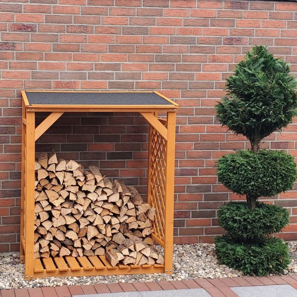 Premium Garden Log Store -Sturdy Rack for Log/Firewood Storage Shed with Felt Roof - Wood - L195 x W78 x H50 cm - Honey Brown