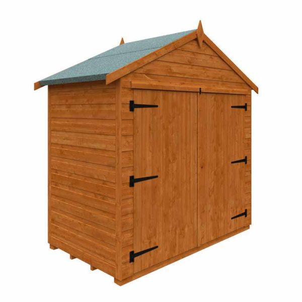 3x6 Flex Apex Bike Shed 12mm Flex - L98.8 x W175 x H195.3 cm - Solid Wood/Softwood/Pine - Burnt Orange