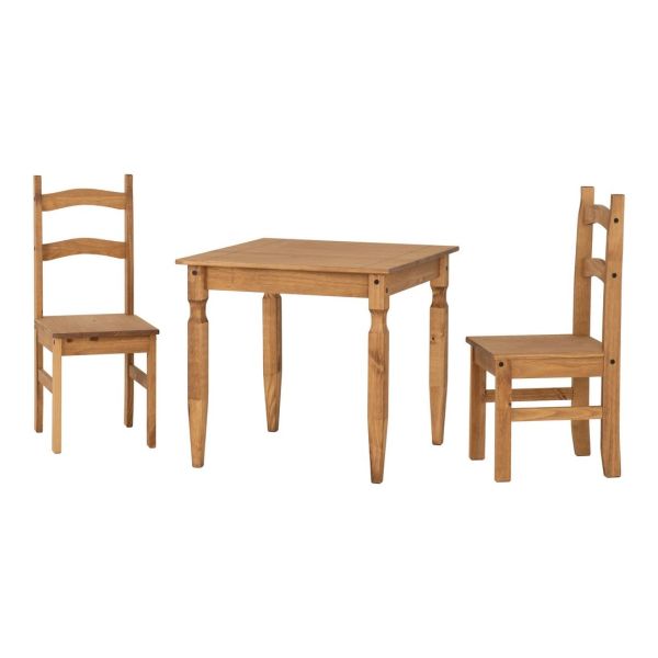 Rio Indoor Dining Set with 2 Chairs - Distressed Waxed Pine