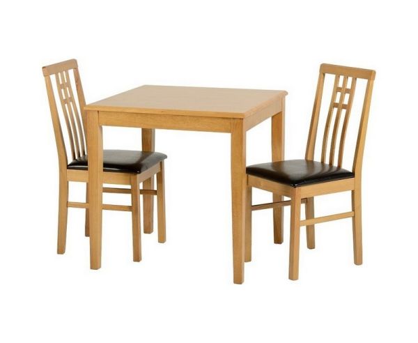 Vienna Dining Set - Medium Oak/Brown Faux Leather