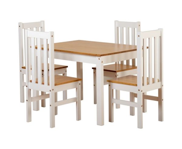 Ludlow 1+4 Dining Set - White/Oak Lacquer