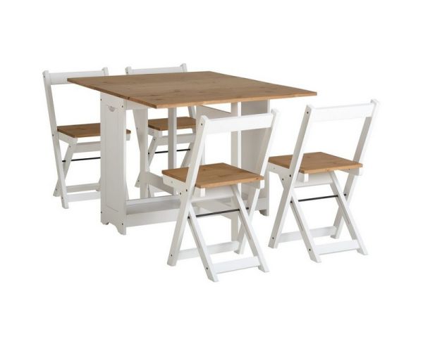 Santos Butterfly Dining Set - White/Distressed Waxed Pine