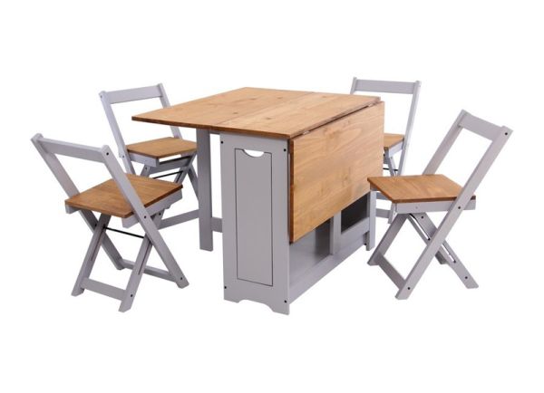 Santos Butterfly Dining Set - Slate Grey/Distressed Waxed Pine