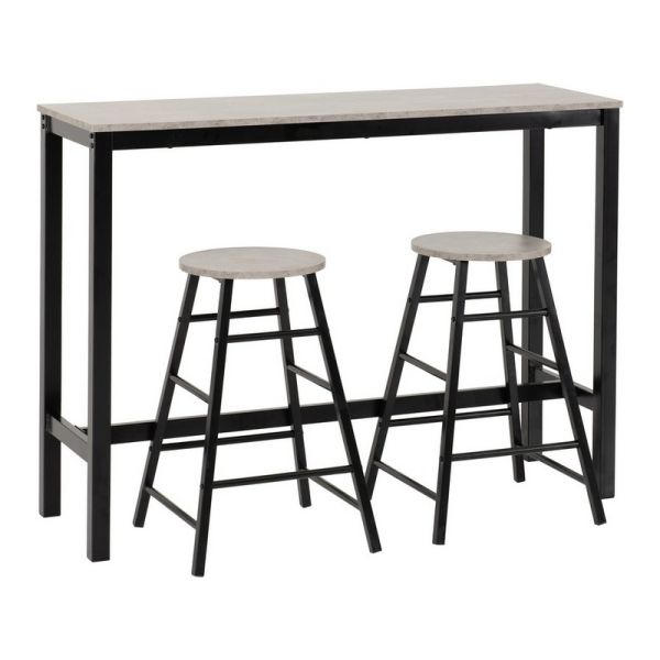 Athens Breakfast Bar Set - Concrete Effect/Black