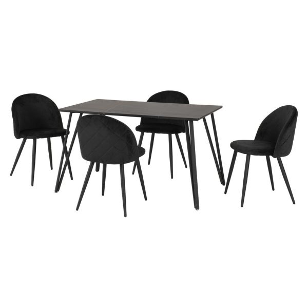 Marlow Indoor Dining Set - Black Marble/Black Velvet