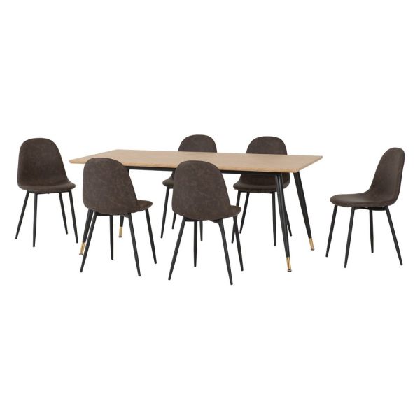 Hamilton & Athens Large Indoor Dining Set - Medium Oak Effect/Brown