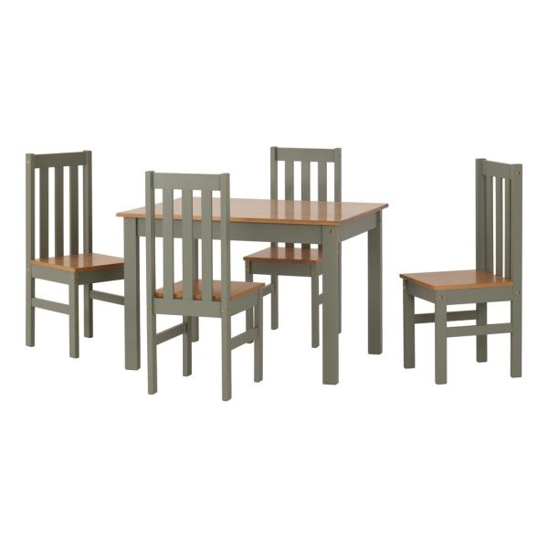 Ludlow 1+4 Dining Set - Pine/MDF - Green/Oak Effect