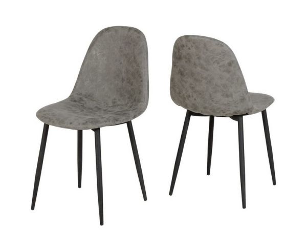 Athens Chair (Box of 2) - L55 x W44.5 x H85.5 cm - Grey Faux Leather