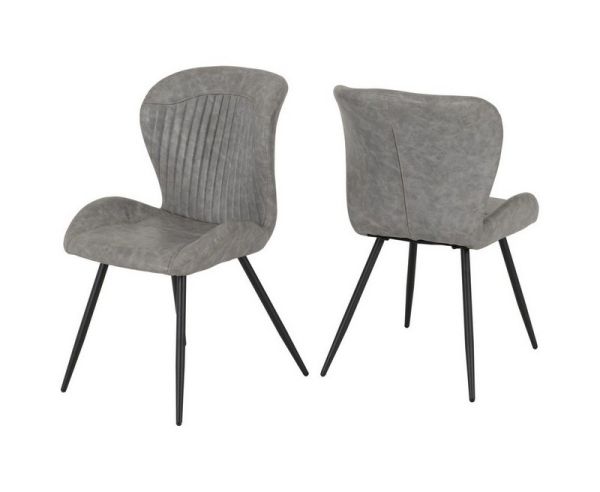 Quebec Chair (Box of 4) - L62 x W51 x H90.5 cm - Grey Faux Leather