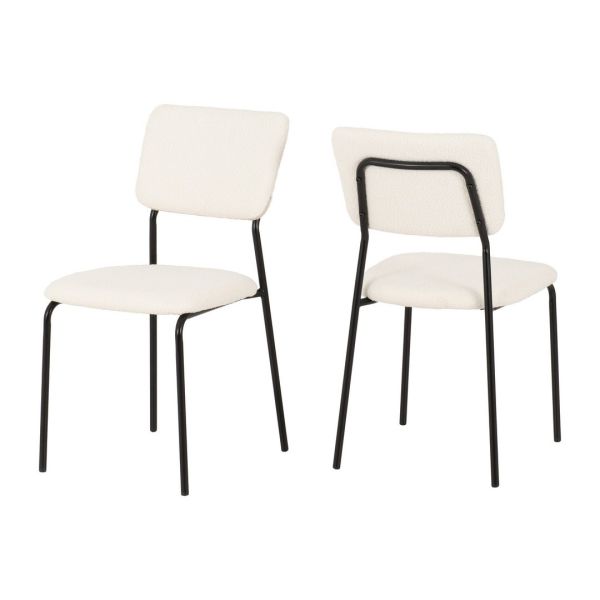 Sheldon Indoor Dining Chair - L53 x W45 x H84.5 cm - Ivory Boucle Fabric