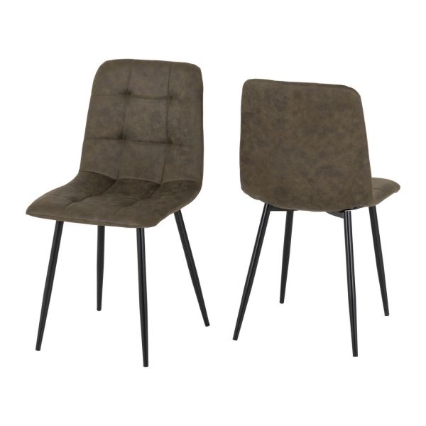 Fenton Indoor Dining Chair (Pack of 4) - L55 x W44 x H86.5 cm - Olive Green Suede Fabric
