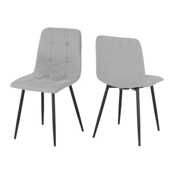 Fenton Indoor Dining Chair (Pack of 4) - L54 x W44 x H86.5 cm - Light Grey Fabric