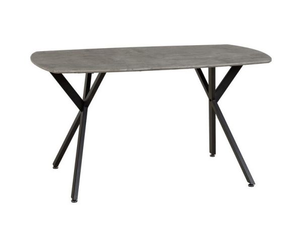 Athens Rectangular Dining Table - L80 x W140 x H75 cm - Concrete Effect/Black