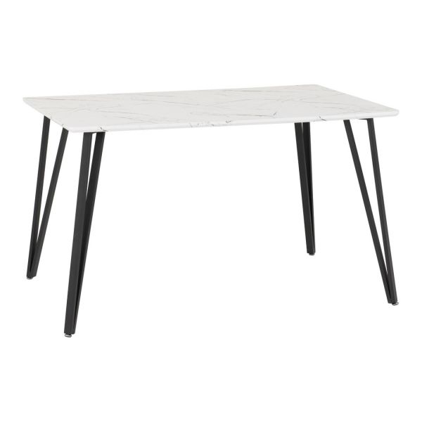Marlow Indoor Dining Table - L80 x W130 x H75.5 cm - White Marble Effect