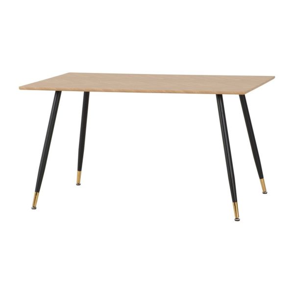 Hamilton Medium Dining Table - L80 x W140 x H75 cm - Medium Oak Effect/Black