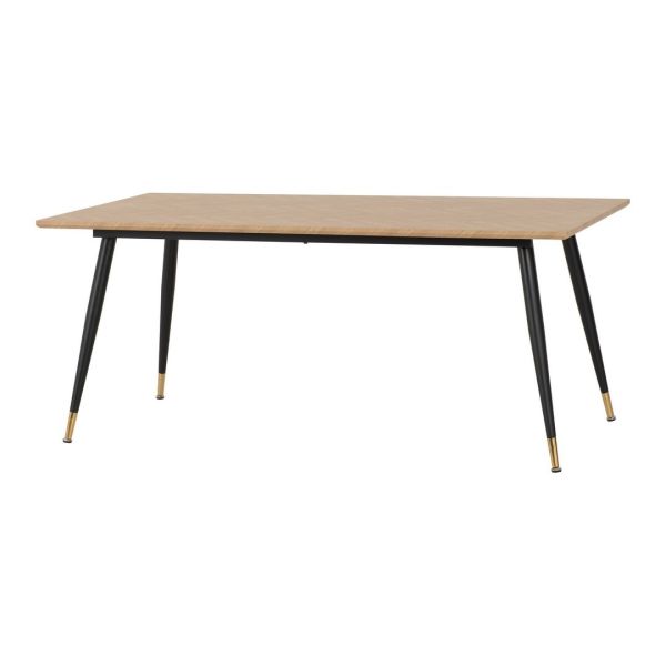 Hamilton Large Dining Table - L90 x W180 x H75.5 cm - Medium Oak Effect/Black