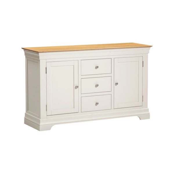 Bordeaux 2 Door 3 Drawer Sideboard - L43 x W139 x H83 cm - Ivory/Oak