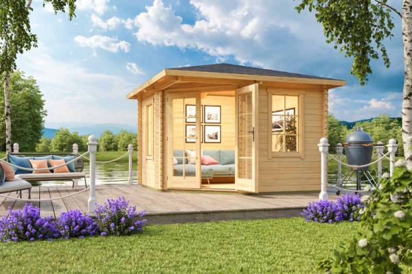 Aruba 1-Log Cabin, Wooden Garden Room, Timber Summerhouse, Home Office - L357.4 x W357.4 x H265.6 cm