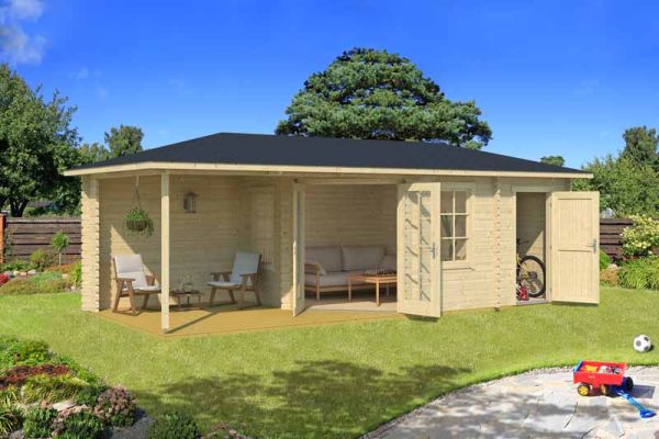 Aruba 3 A-Log Cabin, Wooden Garden Room, Timber Summerhouse, Home Office - L357.4 x W757.4 x H265.6 cm