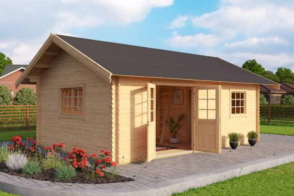 Caroline w/o doors, windows + Caroline 40 DGP+-Log Cabin, Garden Room, Timber Summerhouse, Home Office - L489.9 x W675 x H330.6 cm