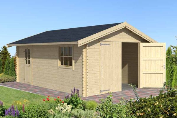 Yarik 540-Log Cabin, Wooden Garden Room, Timber Summerhouse, Home Office - L473.7 x W583 x H273.6 cm