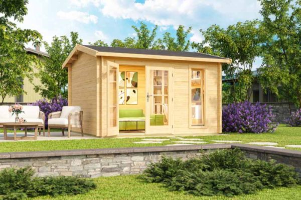 Carlisle-Log Cabin, Wooden Garden Room, Timber Summerhouse, Home Office - L390 x W350.8 x H245.1 cm