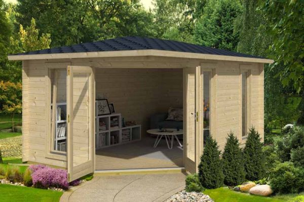 Edinburgh 2-Log Cabin, Wooden Garden Room, Timber Summerhouse, Home Office - L490.3 x W322.3 x H246.24 cm