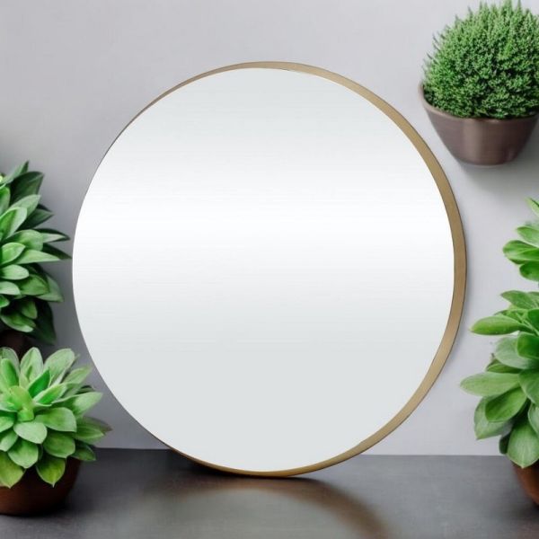 Bevelled Round Mirror - L5 x W50 x H50 cm - Gold