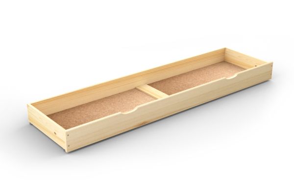 Underbed Storage Drawer (Grooves) - Wood - L188 x W55 x H18.5 cm - Pine