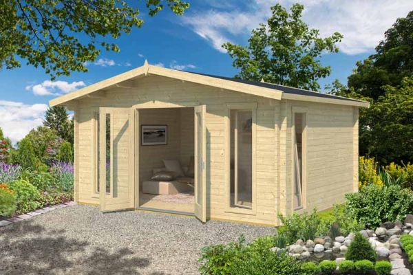 Elgin 44 w/o doors + Elgin 44 DGP+-Log Cabin, Wooden Garden Room, Timber Summerhouse, Home Office - L527.9 x W430 x H267.9 cm
