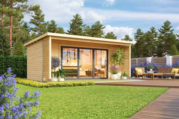 Liverpool 3-Log Cabin, Wooden Garden Room, Timber Summerhouse, Home Office - L580 x W430 x H239.4 cm