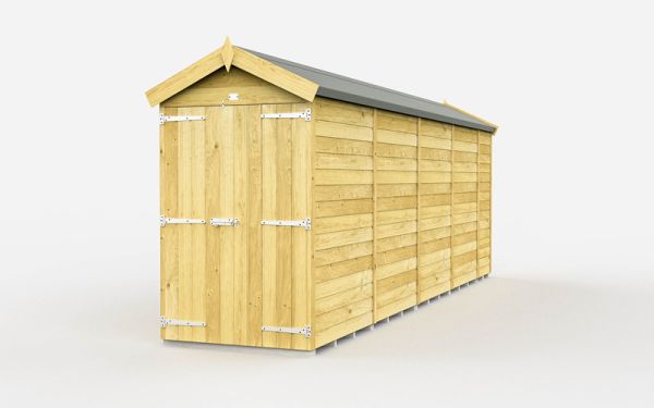 4 x 17 Feet Apex Shed - Double Door Without Windows - Wood - L503 x W118 x H217 cm