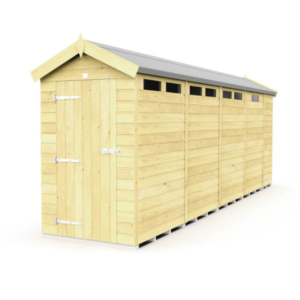 4 x 17 Feet Apex Security Shed - Single Door - Wood - L503 x W118 x H217 cm