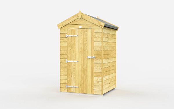 4 x 4 Feet Apex Shed - Single Door Without Windows - Wood - L127 x W118 x H217 cm