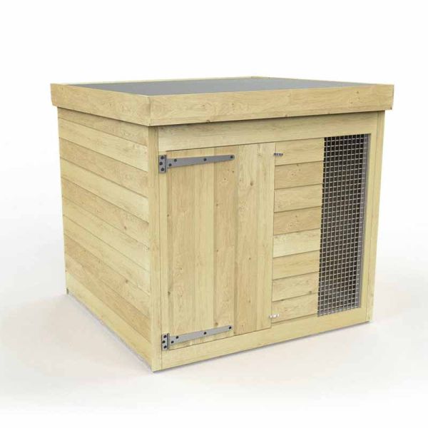 4ft x 4ft Dog Kennel and Run - Wood - L 127 x W 127 x H 127 cm