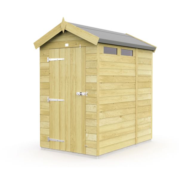 4 x 6 Feet Apex Security Shed - Single Door - Wood - L187 x W118 x H217 cm