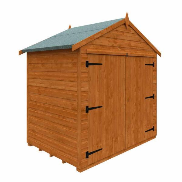 4x6 Flex Apex Bike Shed 12mm Flex - L123.8 x W175 x H195.3 cm - Solid Wood/Softwood/Pine - Burnt Orange