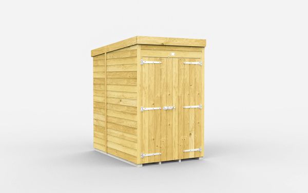 4 x 7 Feet Pent Shed - Double Door Without Windows - Wood - L214 x W127 x H201 cm