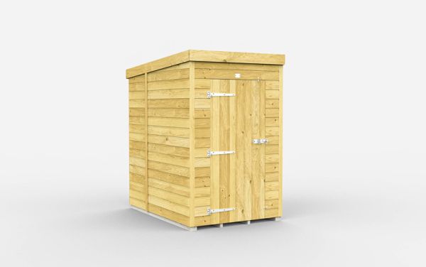4 x 7 Feet Pent Shed - Single Door Without Windows - Wood - L214 x W127 x H201 cm