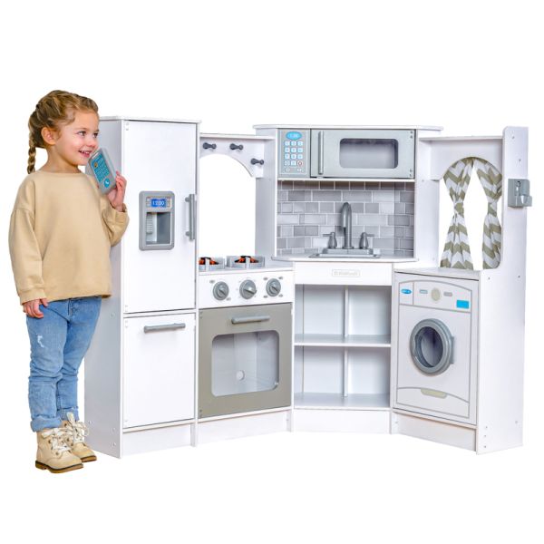Ultimate Corner Play Kitchen with Lights Sounds White Children s Toy
