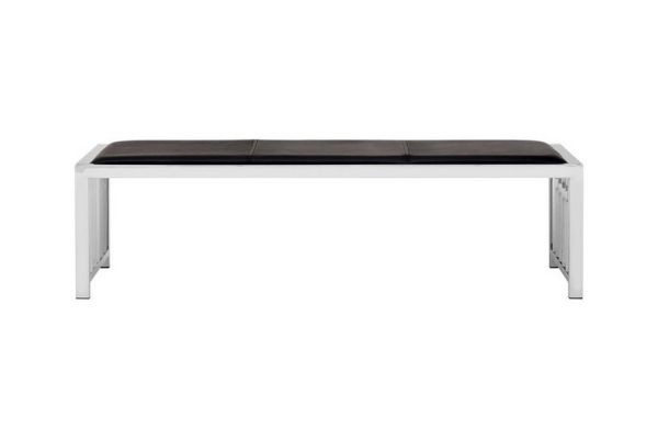 Novara Bench - Leather/Metal/Wood - L40 x W150 x H40 cm - Black/Silver