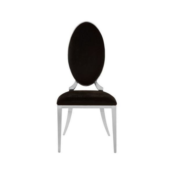 Eliza Velvet Dining Chair - Synthetic/Metal/Textile - L54.5 x W51 x H106 cm - Black/Silver